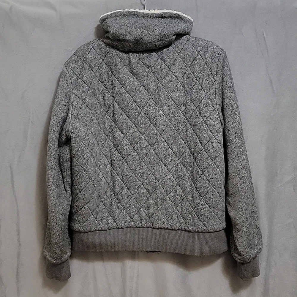 GAP Quilted Bomber Jacket, Zip, with Pockets, Color Grey, Size L